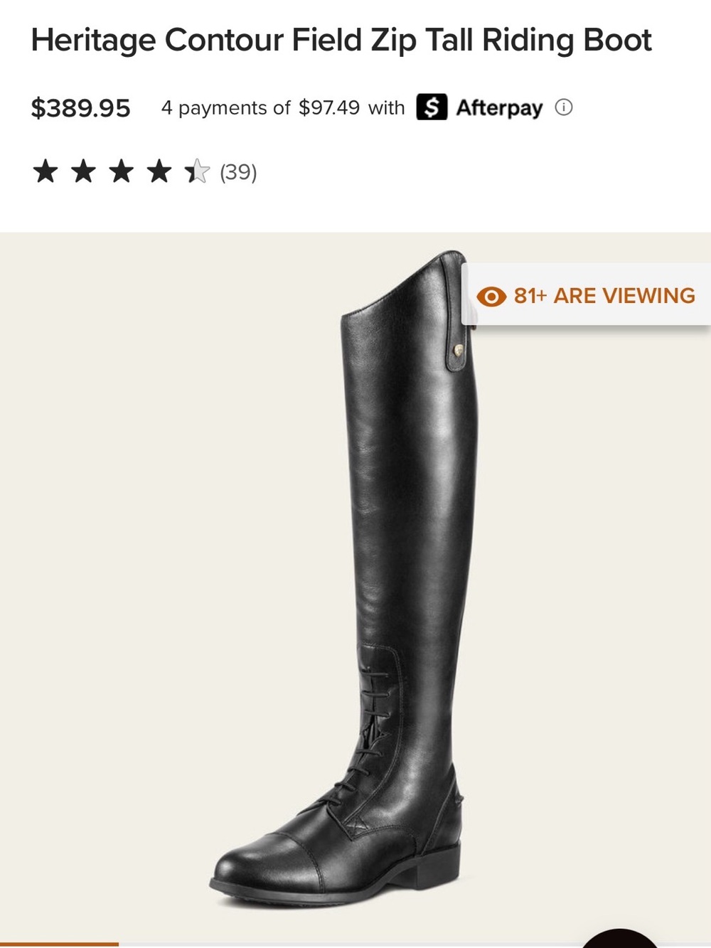 ARIAT Heritage Contour Riding Field Zip Tall Boots